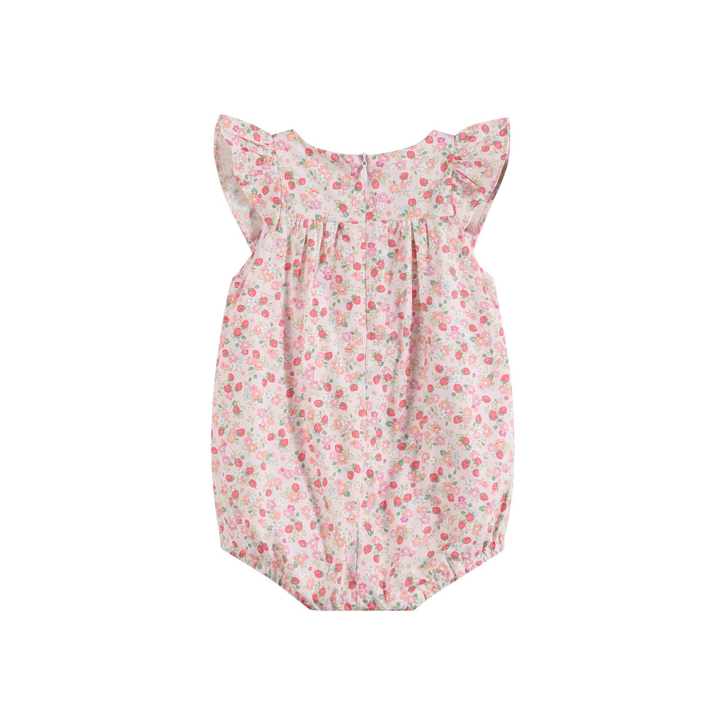 Floral Strawberry Smocked Flutter Romper