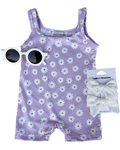 Piper Square Neck Bikeshort Romper - Lavender Bloom
