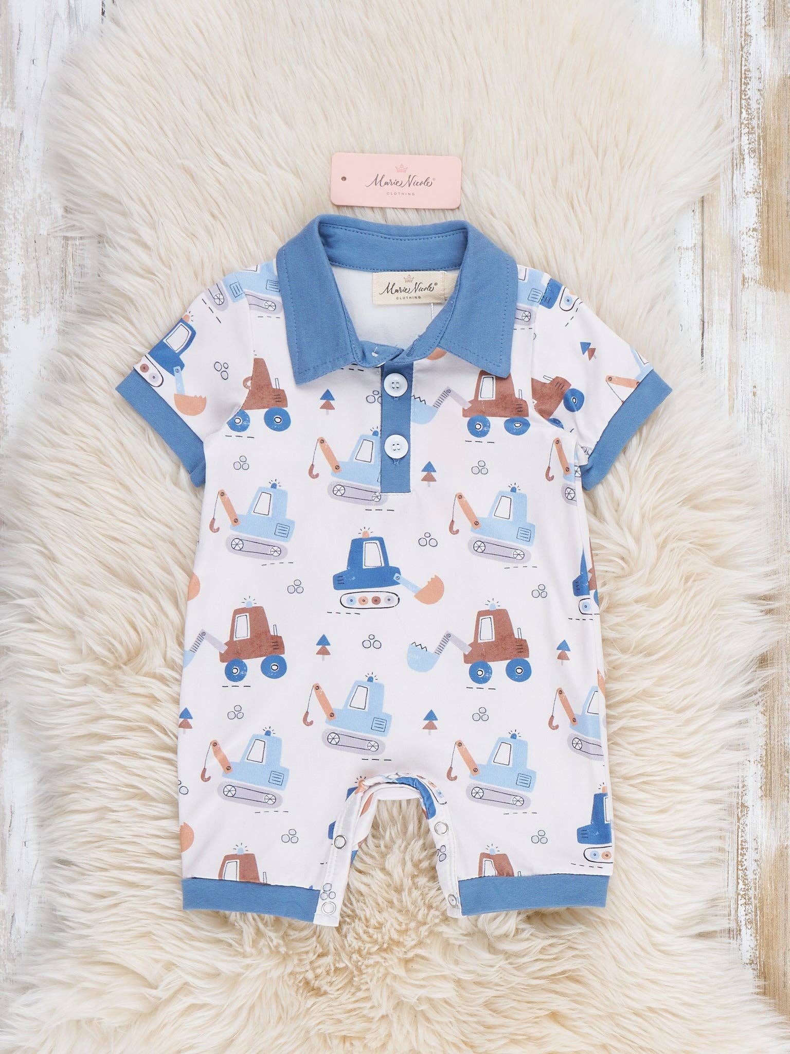 Busy Excavators Polo Romper