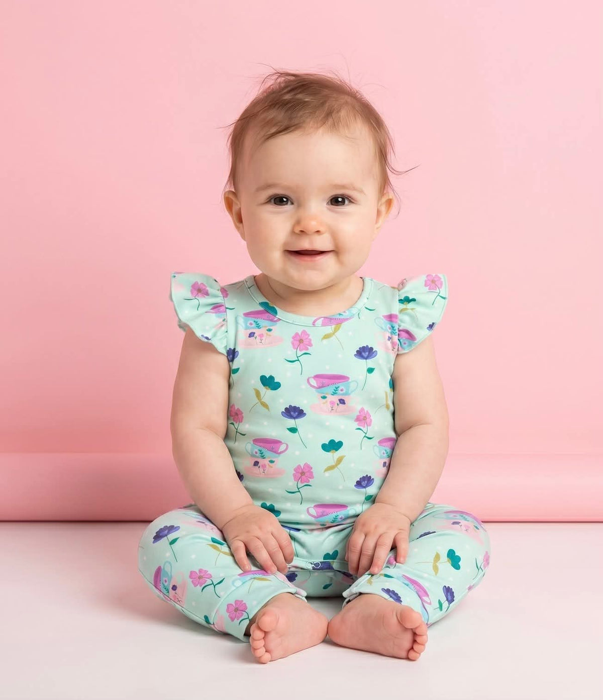 Pete +Lucy Tea Party Girl Infant Romper