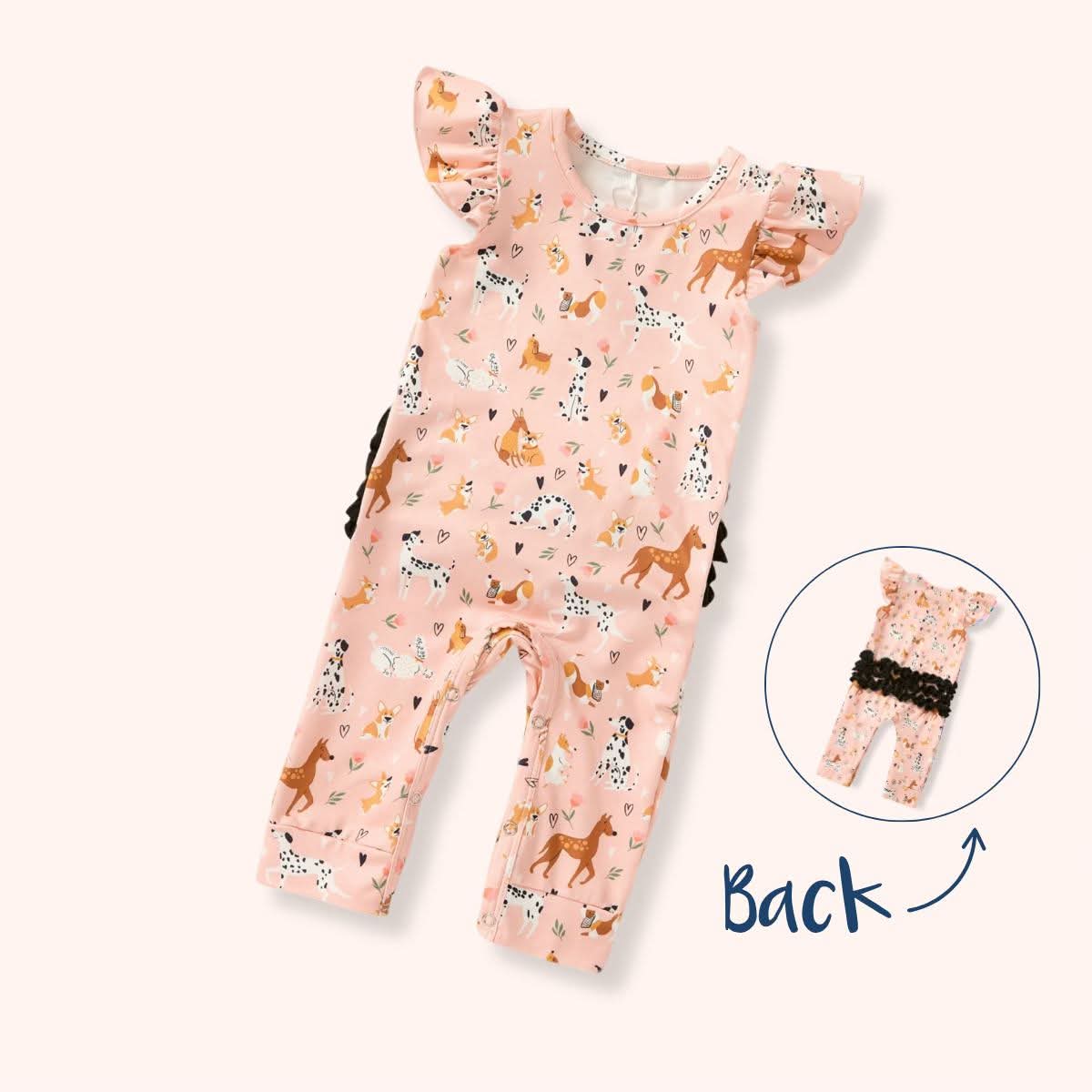 Pete + Lucy Playful Paws Girl Infant Romper