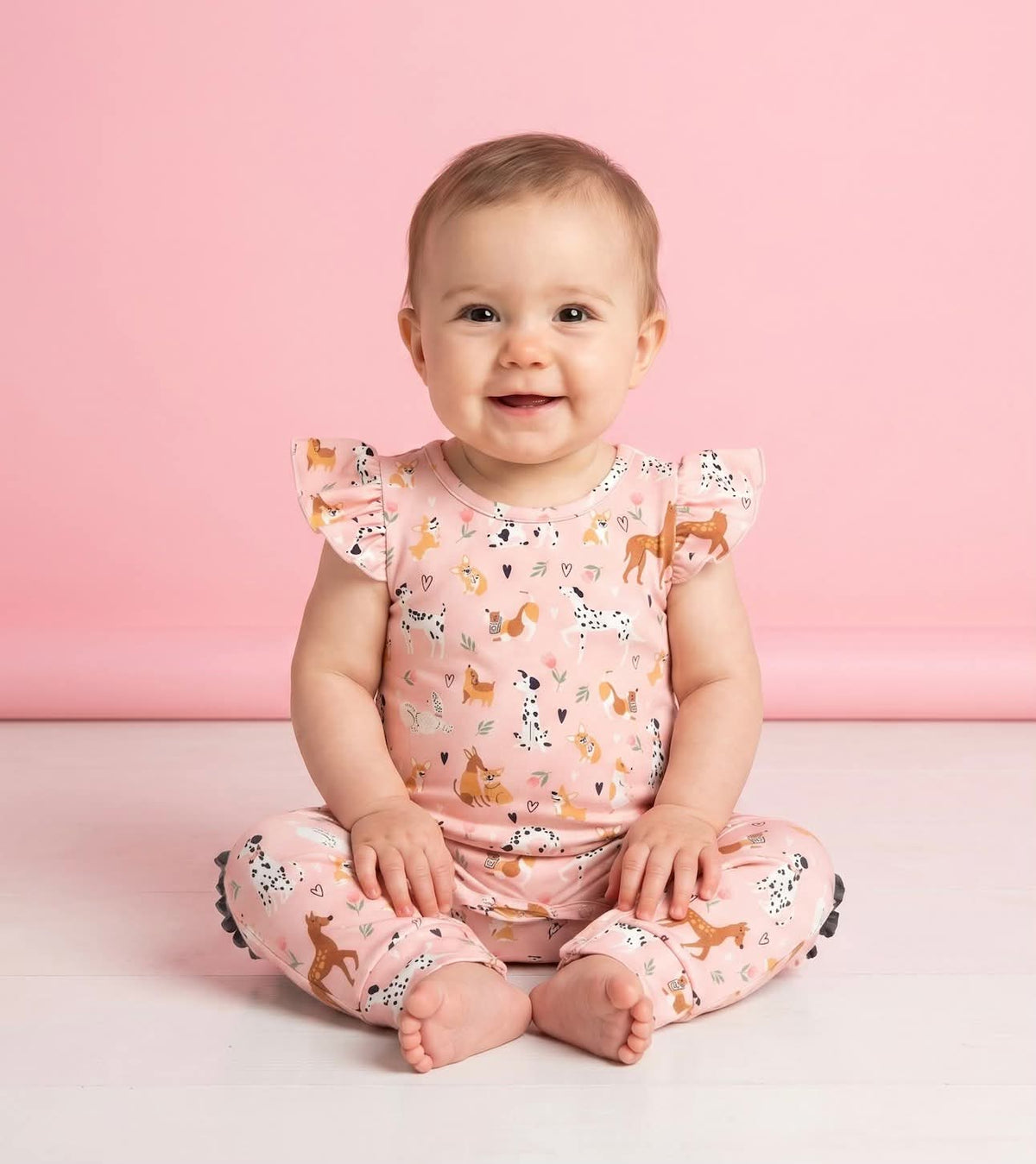 Pete + Lucy Playful Paws Girl Infant Romper